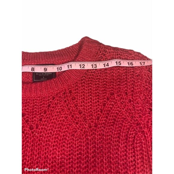 Abercrombie & Fitch Women's Size Large Sweater With Diamond Pattern Red New - Picture 7 of 12
